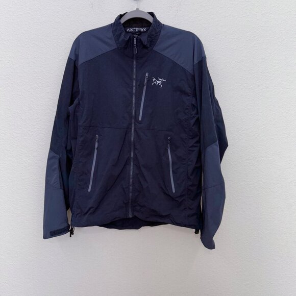 Arcteryx Herren Blue Nylon Stretch Full Zip Lightweight Jacket Mens size Large